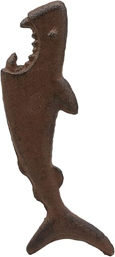 Vista 5 de Ebros - Abridor de tapas de botellas de cerveza de metal de hierro fundido náutico costero, gran tiburón blanco, refresco, 6.5 pulgadas de largo