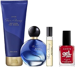 Far Away Beyond the Moon Perfume Set - a floral, oriental fragrance for women - plus a Red Gel Shine nail enamel by Avon