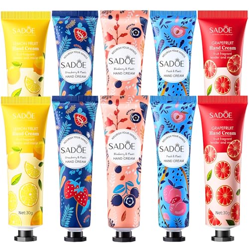 Fruit Flavor Mini Hand Cream - 10 X 30ml Mini Hand Cream Gift Set, Fruit Hand Moisturiser Multipack Gifts, For Very Dry Hands - Vegan Friendly, Perfect for Skincare Gifts Set idea For Her