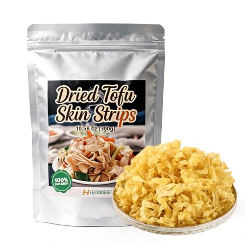 Dried Tofu Skin Strips, 10.58 Oz (300g) Bean Curd Strips, Asian Cooking Essential Soy Tofu Strips Tofu Knots for Stir-Fry Salads & Soup