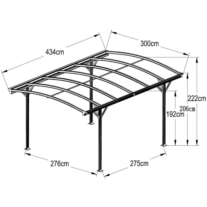 Carport Autoportant en Aluminium Blanc et Polycarbonate 6mm 13m² | Protection Véhicule avec Kit d'ancrage | 4 Poteaux Robustes, Gouttières, Anti-UV