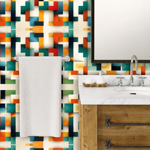 LZH-LP Selbstklebende Tapete mit Farbigem Mosaik, 44x300CM Abziehbar Vinylfolie Für Wohnzimmer Schlafzimmer Küche Wandschränke Dekoration – Ansicht 3