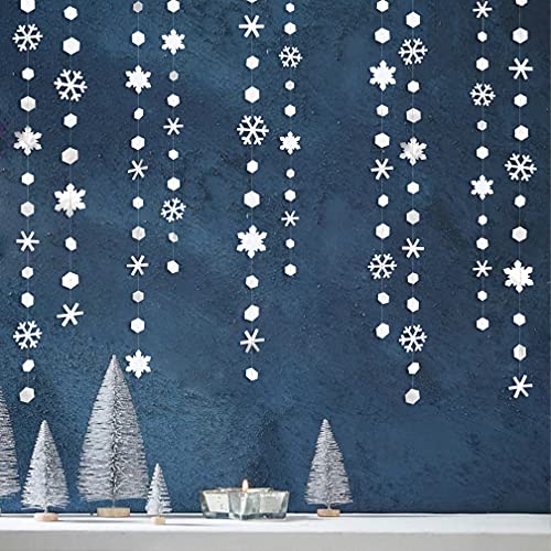 Image of pinkblume 52Ft Winter Wonderland Party Decorations White Snowflake Garland Metallic Glitter Snowflakes Streamer for Winter Onderland Christmas Frozen Birthday Wedding Baby Bridal Shower Party Supplies