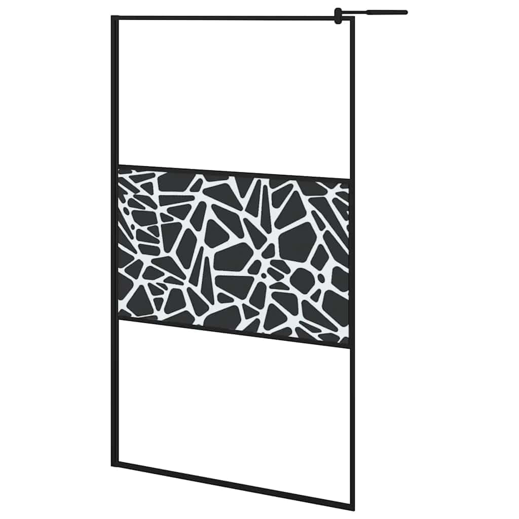 Moderna mampara de ducha de 115 x 195 cm con cristal de seguridad ESG y marco de aluminio, fácil de limpiar, diseño de piedra, color negro