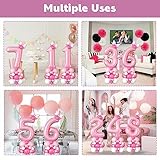 Number 7 Balloon Pink 40 Inch Giant Number Foil Balloon Extra Large Number Seven Balloon Tower Big Pastel Pink Helium Latex Digital Balloons Stack for 7th Birthday Anniversary Party Decor - Image 5