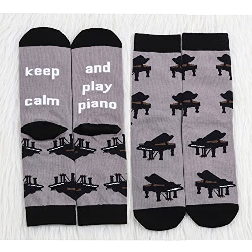 MBMSO 2 Pairs Keep Calm and Play Piano Socks Pianist Gifts Musician Socks Piano Lover Player Gifts Piano Recital Gifts4