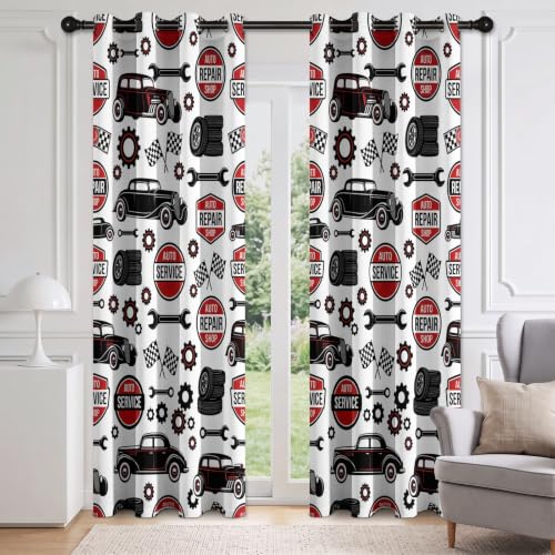 Cars Wrenches Letters 100% Blackout Curtains, 29.5" W x 63" L 2 Panels