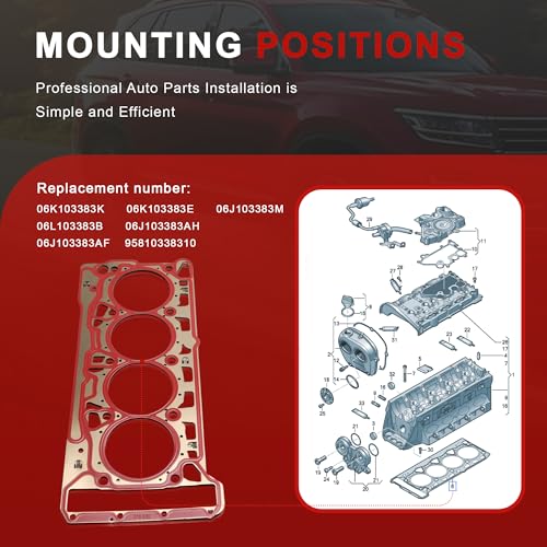 Image of 06K103383K 1.8 /2.0T EA888 Cylinder Head Gasket Replacement For Audi A1 A3 A4 A5 A6 A7 A8 Q3 Q5 Q7 TT VW Jetta Passat Golf Arteon Tiguan Scirocco Skoda
