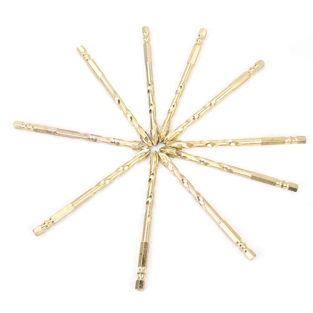 Juego de brocas triangulares, brocas de carburo cementado con adaptador hexagonal, brocas en espiral de alta dureza para baldosas de cerámica, vidrio, madera, piso, pared, incluye (Paquete de 10,