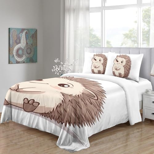 Housse de couette hérisson anti-plis en microfibre douce 140x200 - 5