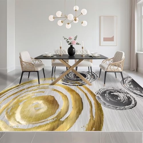 Tapis chambre adolescent moderne 120x200cm jaune gris salon