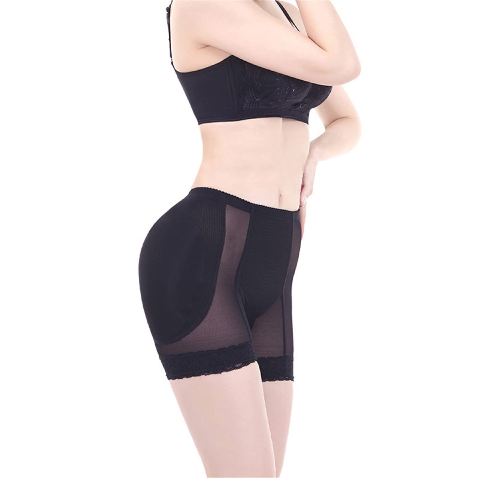 XANAYXWJ Majtki Butt Lifter dla kobiet Wyściełana bielizna modelująca Wkładki z gąbką Fałszywe spodnie Butt Spodenki wyszczuplają biodra