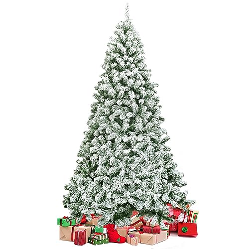 COSTWAY Albero di Natale Innevato da 135/180/225 cm, Albero di Natale con 400/928/1364 Rami Folti e Base di Metallo, Decorazione Natalizia per Casa, Ufficio e Negozio (225 cm)