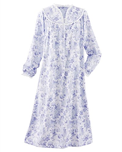 National Dainty Floral Flannel Gown, Lilac, 1X
