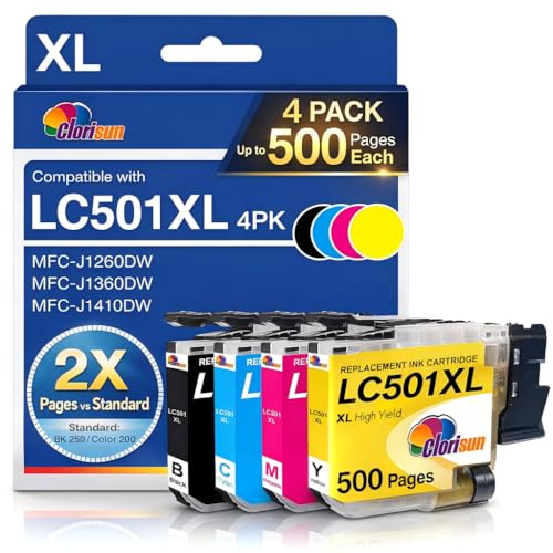 Image of LC501XL LC501 MFC-J1360DW Ink Cartridges for Brother Printer LC501XL