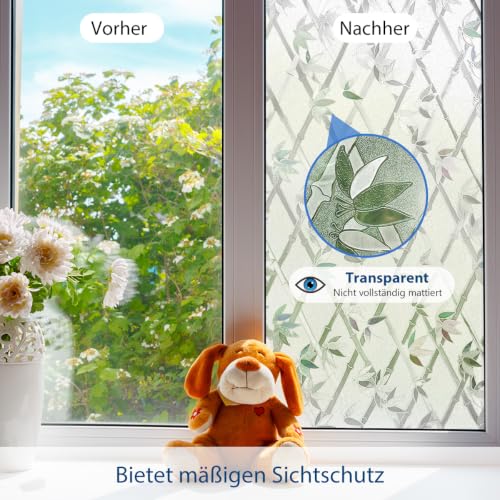 Niviy Fensterfolie Blickdicht Bambus Milchglas Sichtschutz 75x120cm – Ansicht 2