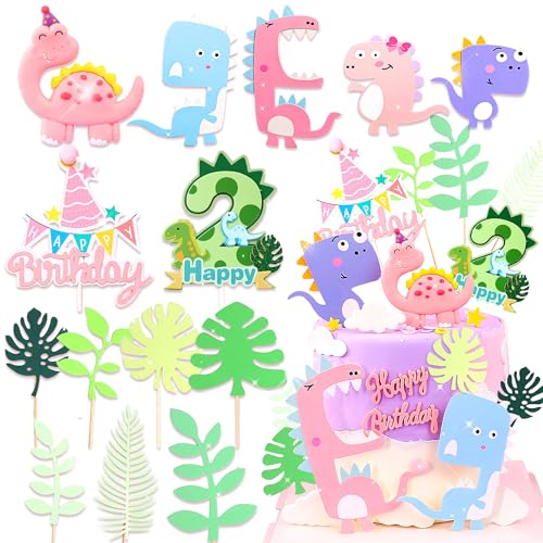 Deux Rex Décoration d'anniversaire dinosaure fille pour gâteau Deux Wild