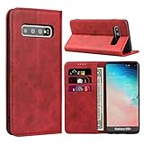 SunYoo Capa para Samsung S10 Plus, capa carteira magnética de couro com padrão de couro com suporte flip com compartimentos para cartões/compartimento de dinheiro para Samsung Galaxy S10 Plus -