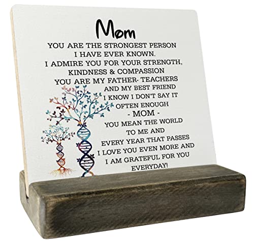 To My Mom Wood Sign, Mom I Love You, Gifts for Mom From Daughters Son, Plaque with Wooden Stand, Meaningful Wood Sign Plaque Gift, Wood Plaque Gift, Mother’s Day Christmas Thanksgiving Birthday Gift