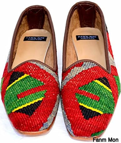 Handmade Kilim Shoes Leather Handmade Handwoven Shoes Jamaican Colors Women Flats Ballerina Footwear European Size 41 Us 9.5 - 10 Fm4