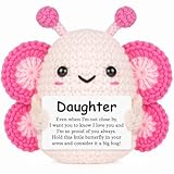 Glydein Daughter Gifts from Mom Dad, Christmas Birthday Gifts for Daughter, Handmade Positive Crochet Butterfly Decor, Cute Present for Adult Daughters in Law Bonus Step, Graduation Gift for Adults Daughters