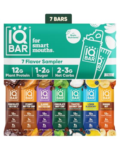IQBAR Brain and Body Plant Protein Bars 7 Bar Sampler Pack
