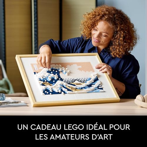 LEGO ART Hokusai – La Grande Vague, Set de Décoration Murale Japonaise, Tableau Océan, Loisir Créatif pour Adultes, Intérieur DIY, Décor Bureau 31208