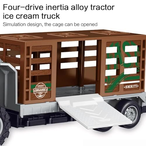 Image of 1:43 4WD Diecast Alloy Animal Display Box Truck Toys with Friction Powered Miniature Car Vehicle Toy for Kids, Boys and Girls (2 Color Trucks = Send Any 1 Truck)