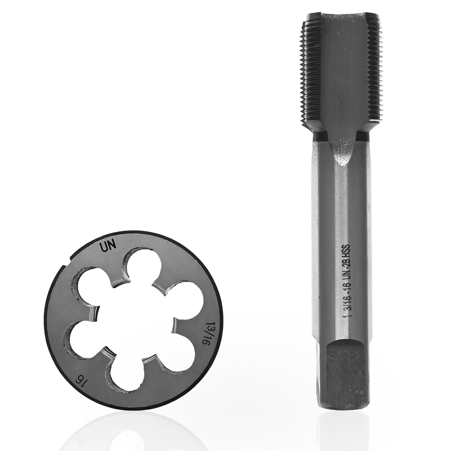 1-3/16"- 16 Tap and Die Set, Right Hand 1-3/16-16 TPI Nominal Diameter 1 3/16" Thread Per Inch 16 Fin Thread UNF Tolerance Grade 2B Thread High Speed Steel HSS