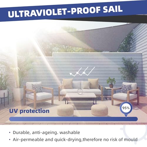 Voile d'ombrage triangulaire imperméable 3,5x3,5x4,95m pour terrasse