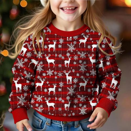 Girls Christmas Sweater Cute Ribbed Long Sleeve Crewneck Jumper Sweaters - image 2