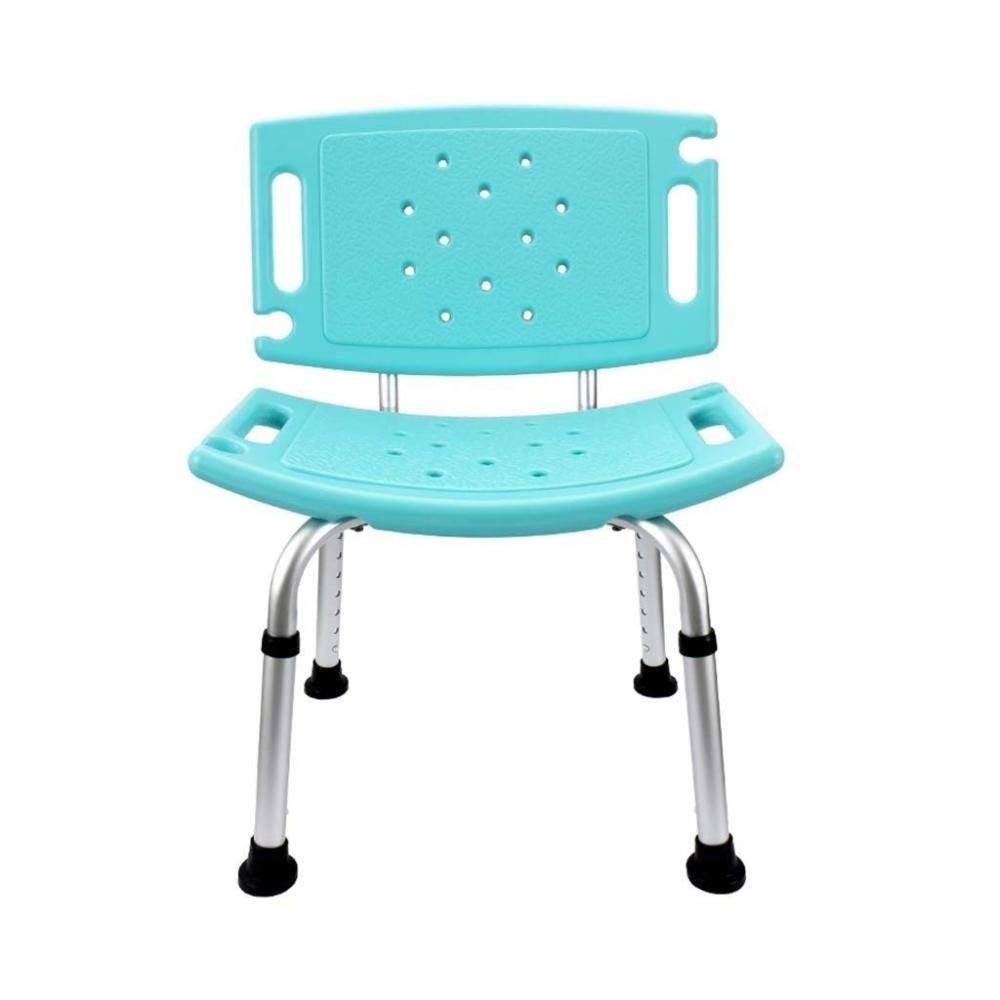 Silla De Ducha con Respaldo Taburete De Ducha Rectangular Antideslizante Ajustable (Verde Claro)