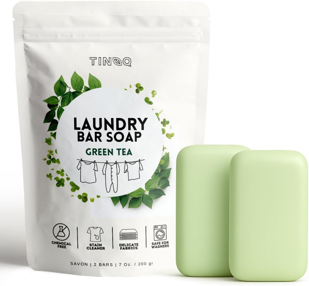 Hypoallergenic Laundry Soap Bar with Green Tea for Sensitive Skin - 2Pcs