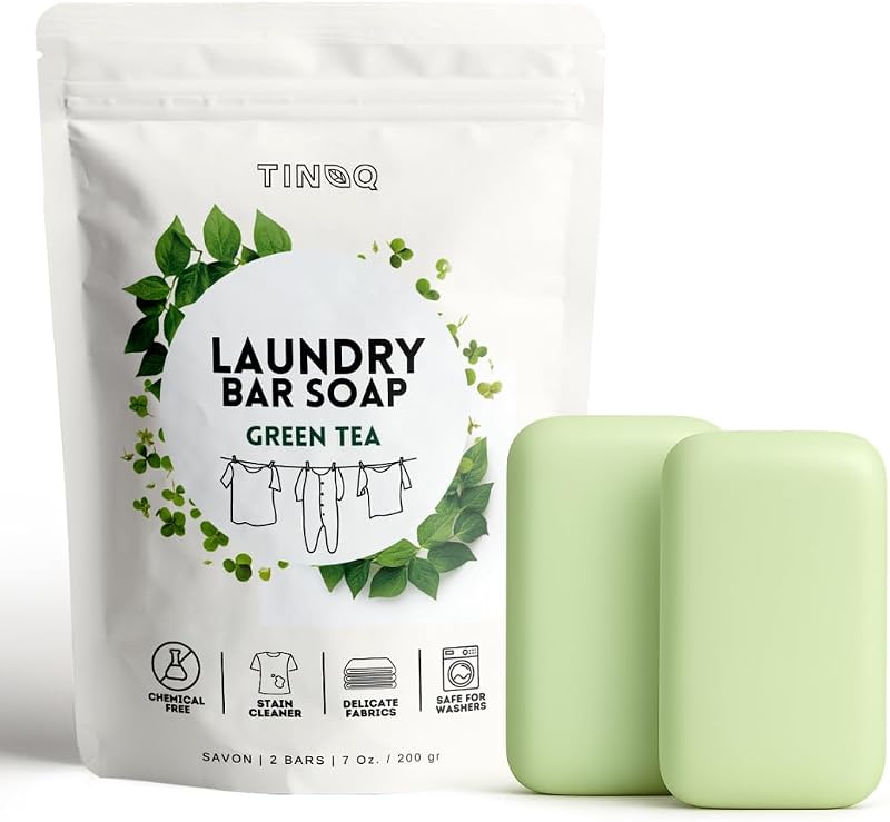 Hypoallergenic Laundry Soap Bar with Green Tea for Sensitive Skin - 2Pcs