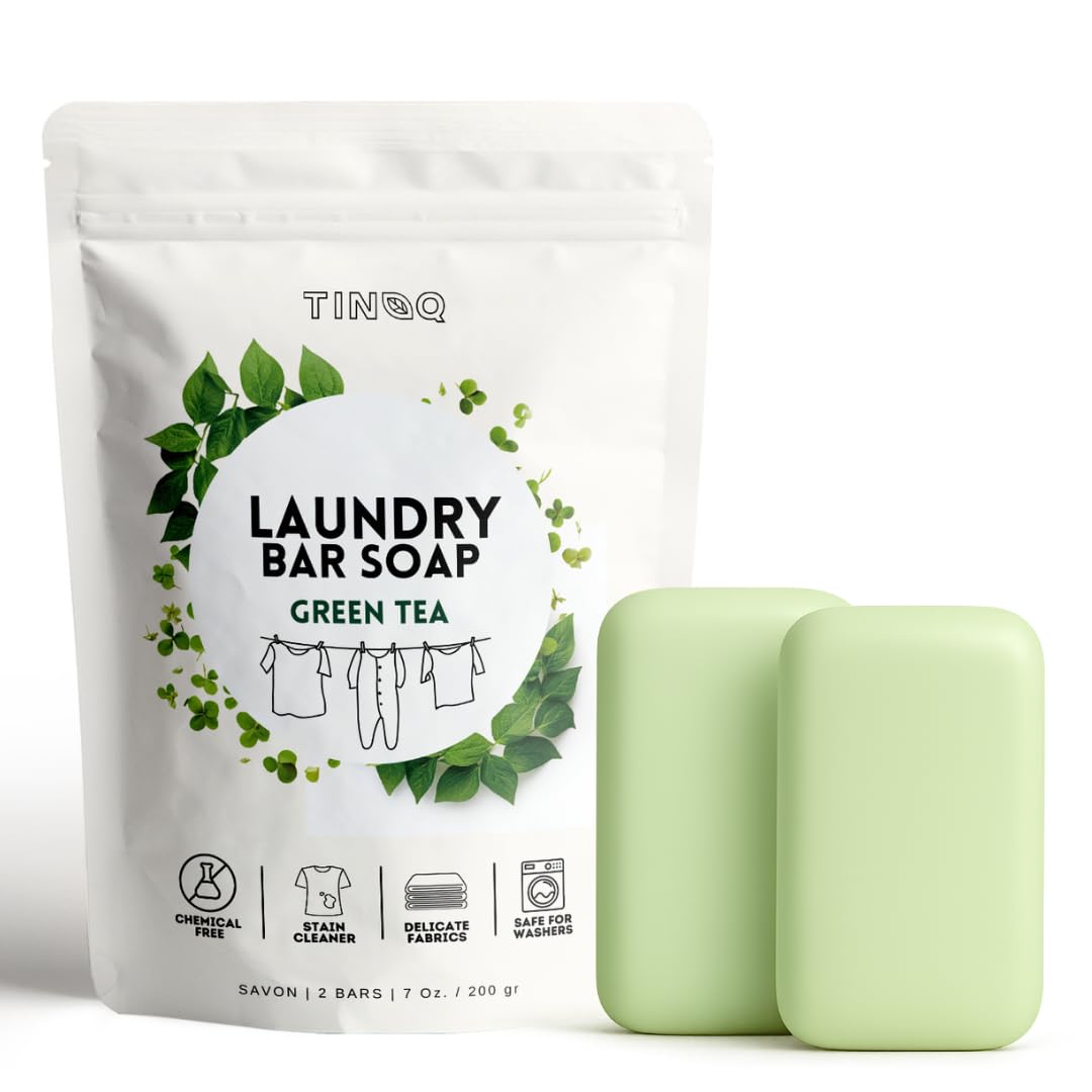 Hypoallergenic Laundry Soap Bar with Green Tea for Sensitive Skin - 2Pcs