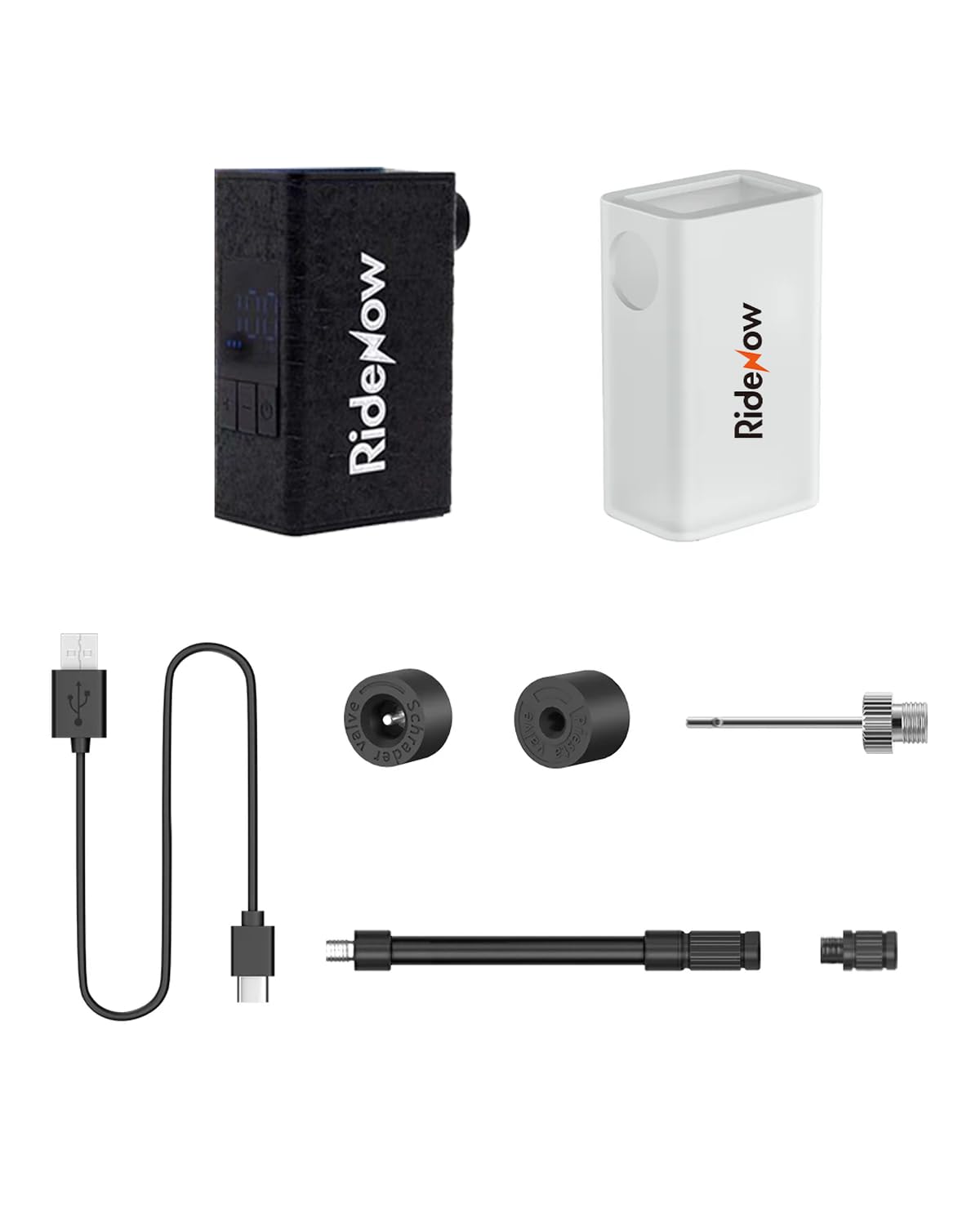RIDENOW R1S – Mini Bomba de Aire eléctrica portátil para Bicicleta con Pantalla Medidor, 120 PSI, Recargable, Auto Stop, Válvula Presta Schrader, Corrección Automática E-Bike, MTB, Gravel, Carretera