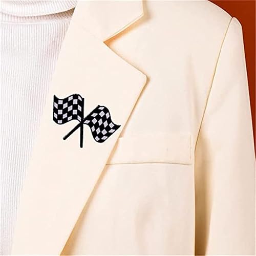 Miniatura 2 de Bandera de carreras Esmalte Pin Blanco y Negro Tablero de Ajedrez Insignia Ropa Sombreros Bolsas Decoración, Metal, No es una piedra preciosa