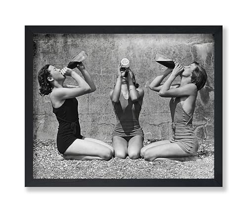 Poster Master Vintage Drinking Alcohol Poster - Retro Women Drinking Print - Photography Art - Swimsuit Art - Fun Gift for Her, Bartender - Decor for Bar, Kitchen, Restaurant - 11x14 UNFRAMED Wall Art