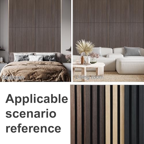 Image of Wood Panels for Wall Acoustic Slat Wall Panels 2-Piece 47.2 inchx23.6 inch 3D Fluted Sound Absorbing Panel for Interior Wall Decor and Ceiling - Dark Walnut