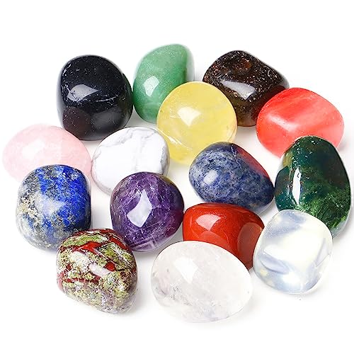 DUQGUHO 15 Pcs Natural Crystals Bulk Tumbled Stones Polished Irregular Quartz Crystal Set Chakra Colored Rocks Gemstones Vase Filler Landscape Bottom Decoration Energy Reiki Beginners Decoration - Thumbnail 5