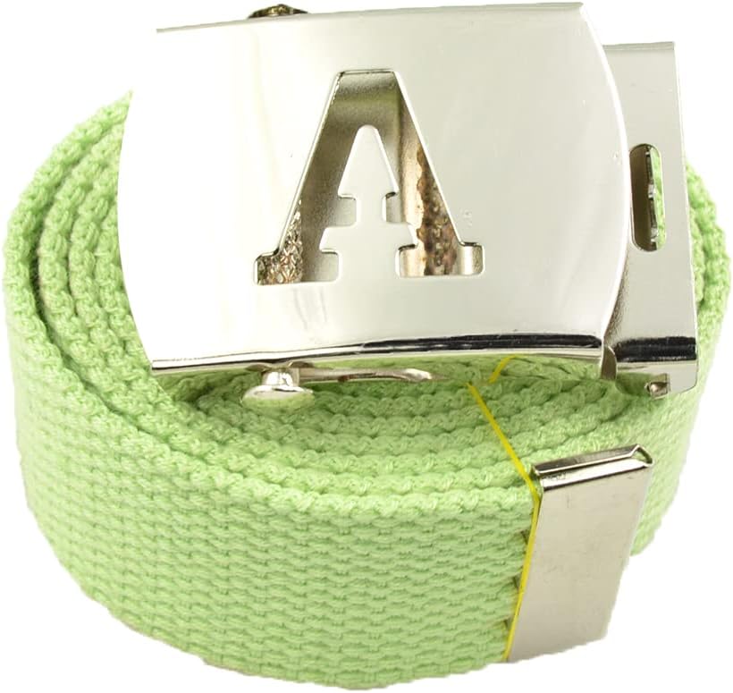 Capital Initial"A" Canvas Military Web Belt & Silver Buckle 60 Inch image 2