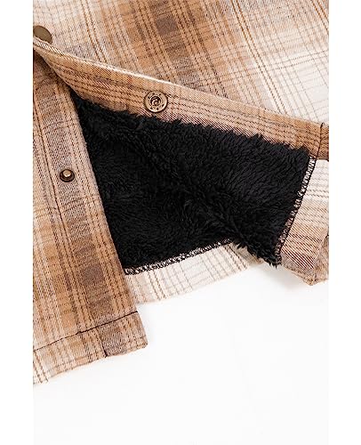ZENTHACE Men's Sherpa Fleece Lined Flannel Shirt Jacket with Hood | Snap Button Down, Long Sleeve Hooded Plaid Shacket,Adjustable Thermal Hood,Fall Lightweight Layering,Home Camping,Traveling