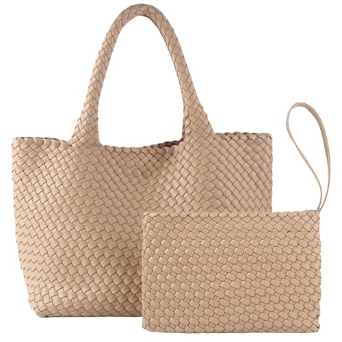 Bolso tote tejido vegano para mujer con monedero miniatura 1