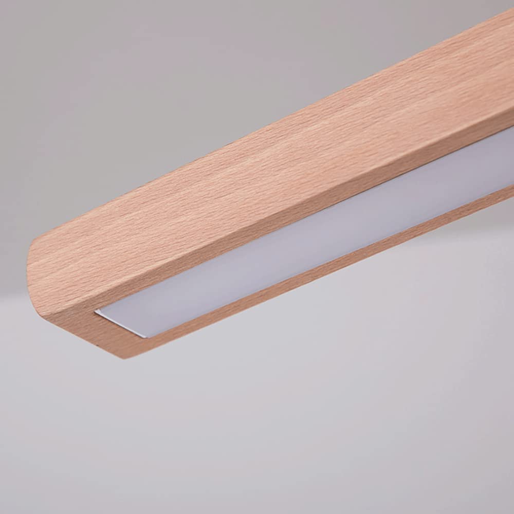 47,2 cala drewniana lampa wisząca z długimi paskami, liniowa lampa wisząca z drewna jesionowego z akrylowym kloszem nowoczesna lampa wisząca LED, ultracienkie lampy wiszące isl