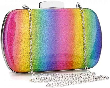Clutch Purses for Women Detachable Chain Crossbody Bag Rainbow Evening Handbags Shoulder Bag Wedding Bridal Party Prom