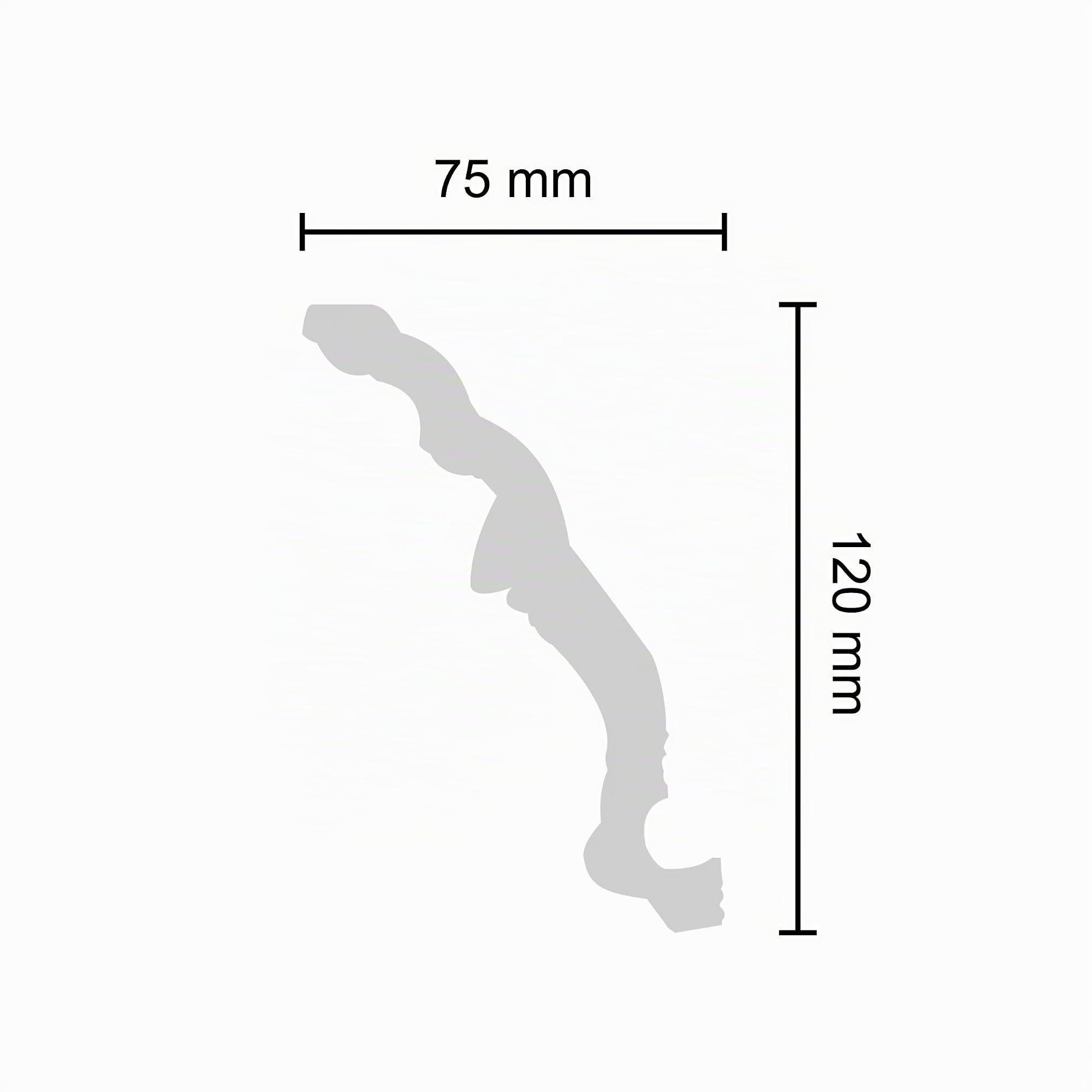 DECOSA Moulure G34 (Greta) - polystyrène - blanc - 75 x 120 mm - longueur 2 m - 10 pièces (=20 m)