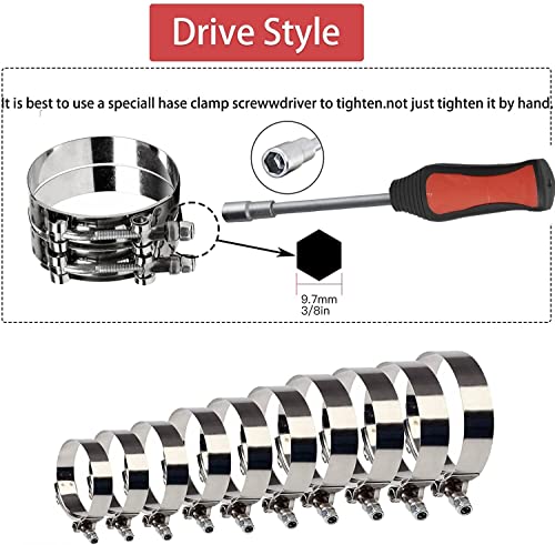 10Pcs 44Mm - 51Mm Stainless Steel T-Bolt Clamps Turbo Intake Intercooler Clamp For 1-1/2" I.d. Hose #TOP3