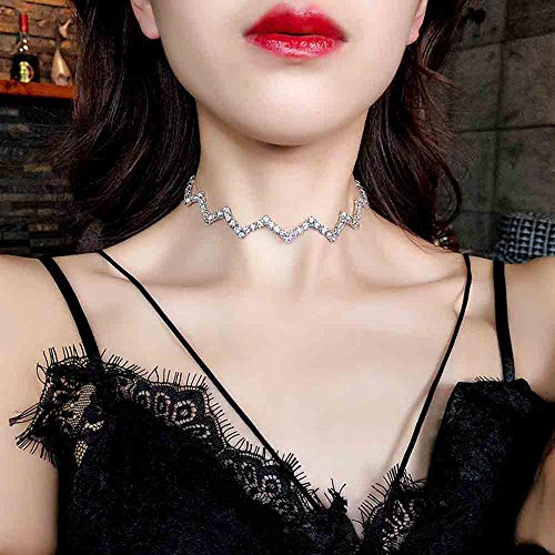 Preisvergleich Produktbild Jovono Fashion Halskette Wellenförmiger Strassstein Anhänger Schmuck Kette für Damen und Mädchen