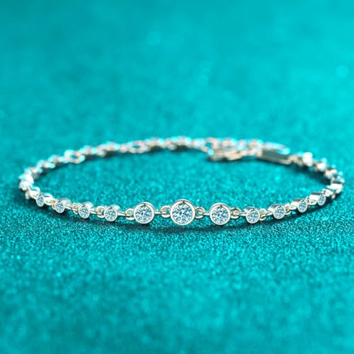 Chaîne à maillons Moissanite 0.87cttw StarGems bracelet ajustable argent 925