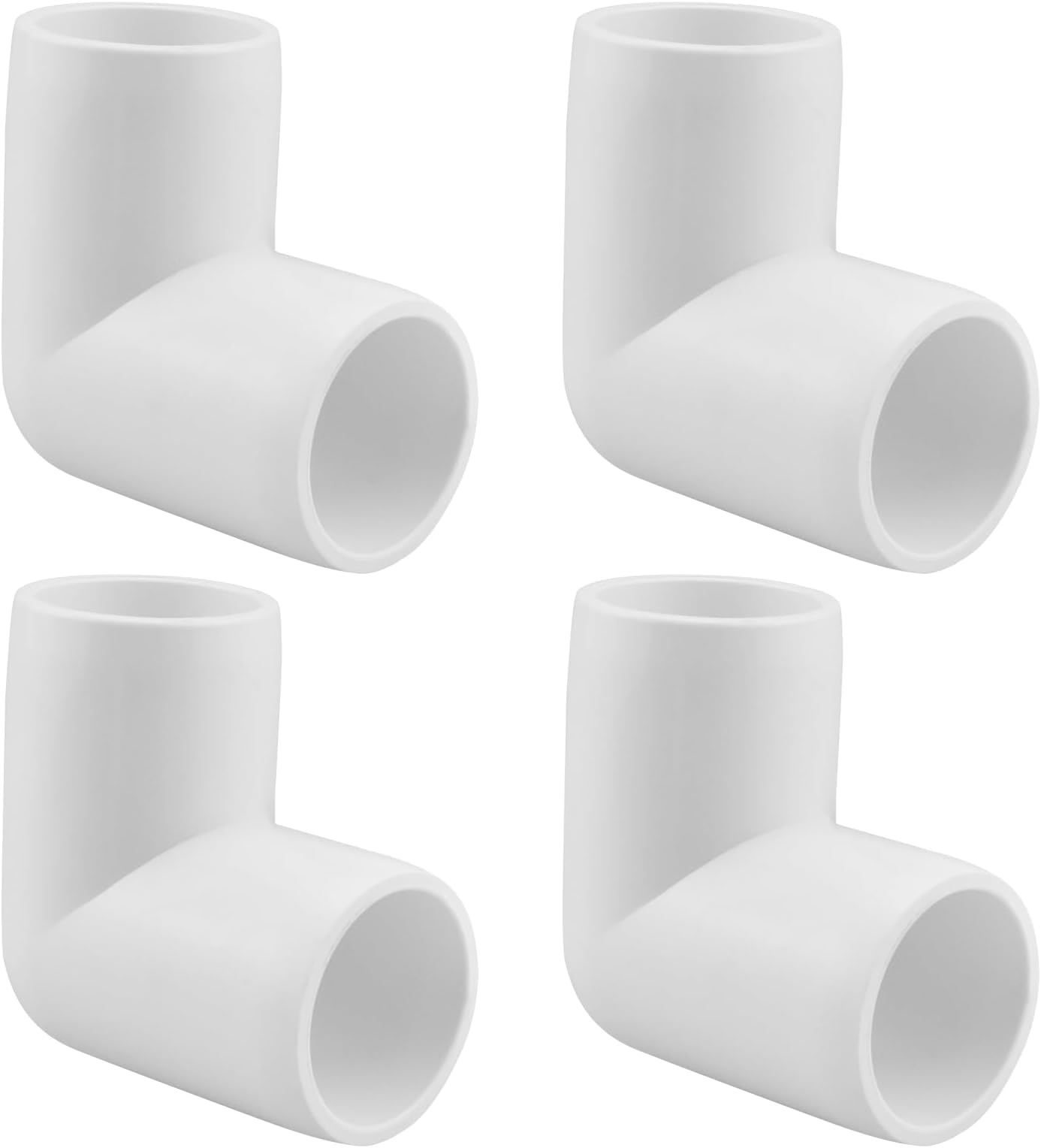 SDTC Tech 4-Pack 3/4 Inch 90 Degree Right Angle PVC Fitting Elbow Furniture Grade Pipe Connector for DIY PVC Shelf Garden Support Structure Storage Frame, White
